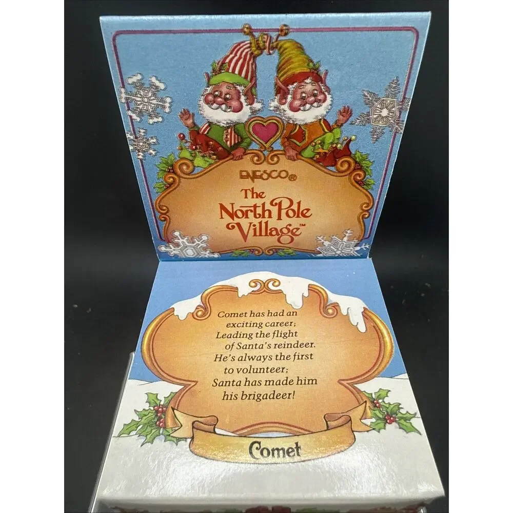 Vintage Enesco North Pole Village Comet Reindeer Figurine 1986 New Old Stock